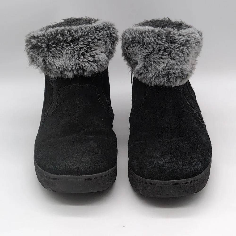 Khombu‎ Shoes Womens Jessica Black 9 Suede Winter Ankle Boots Fur Trim Dual Zip